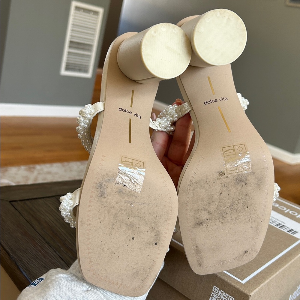 Dolce vita Noel vanilla pearls heels (wide) - Picture 9 of 11